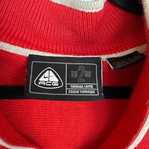 Vintage Retro Nike Unisex Wool Blend Red ACG Thermal Layer 1/4 Zip Sweater, Sz M - Picture 3 of 7
